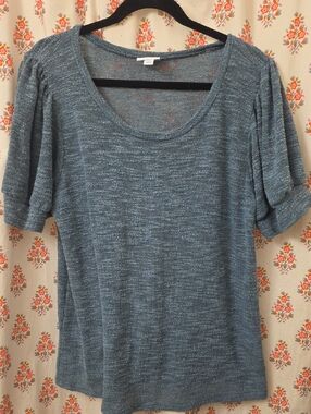 LuLaRoe Scoop Neck Short Sleeve Top - Heather Teal Blue